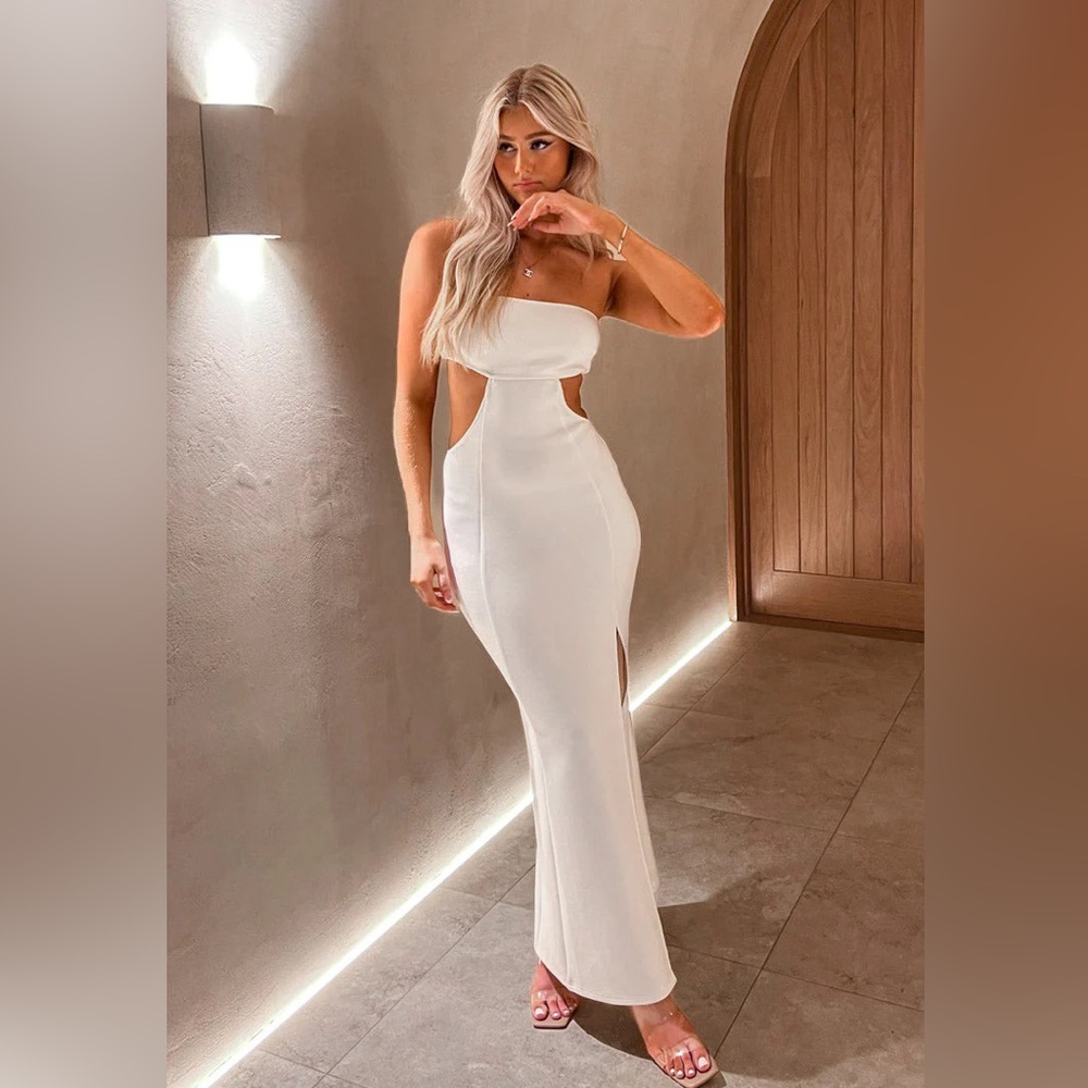 White Strapless Maxi Dress
